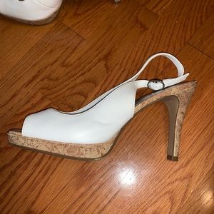 Women’s White Corkscrew Heels